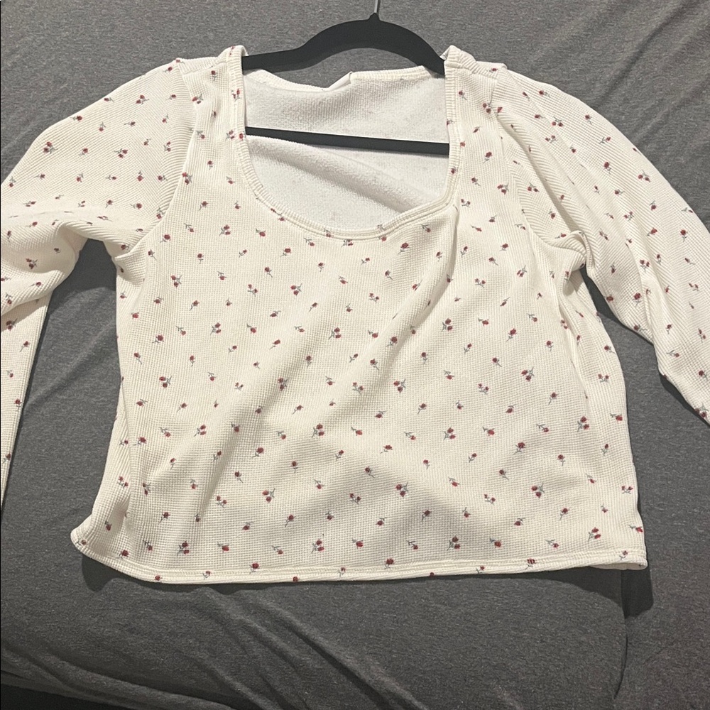 Floral White Long Sleeve Top
